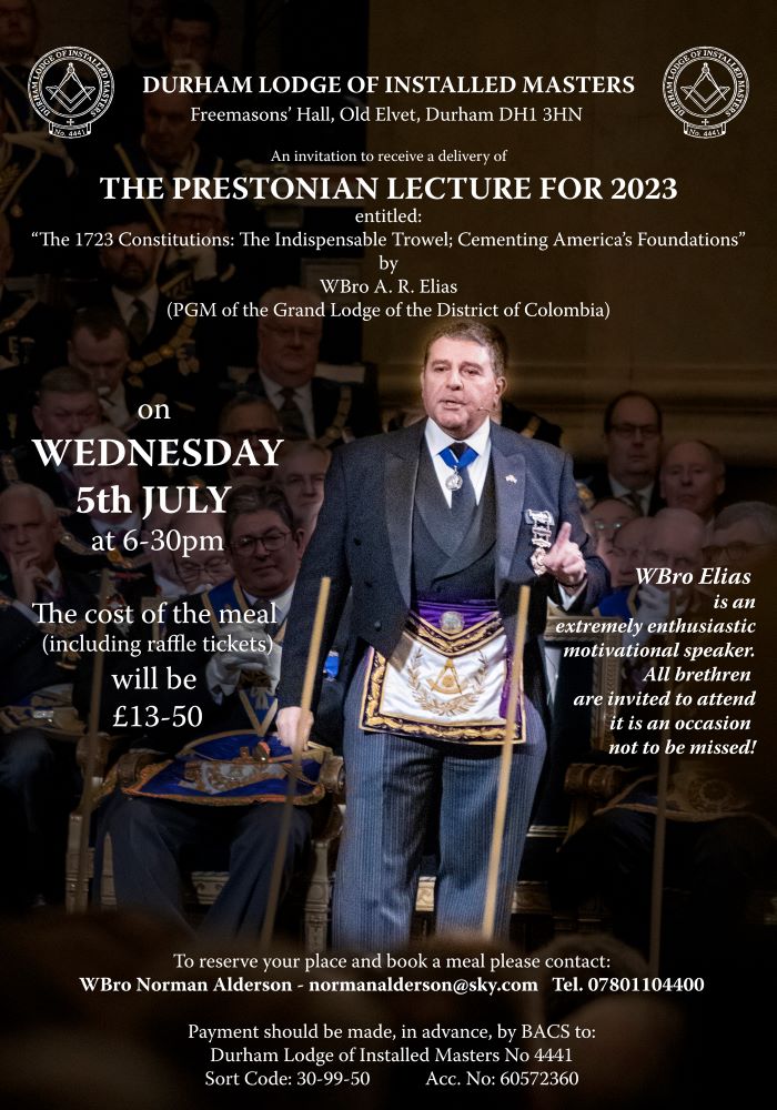 The 2023 Prestonian lecture  |  Durham Freemasons